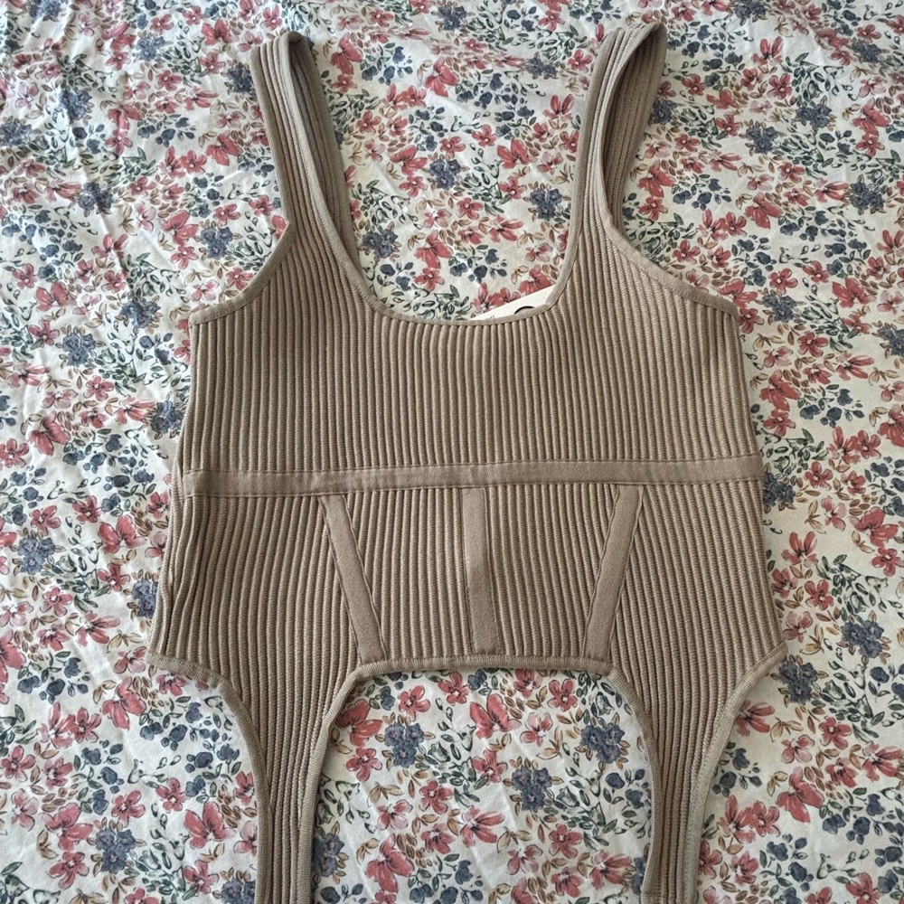 Ribbed Tan Women's Top